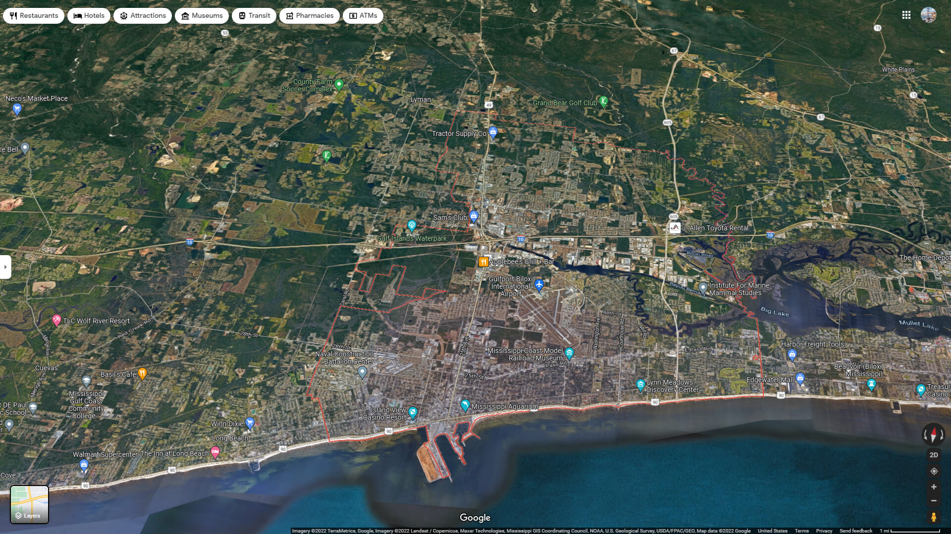 Gulfport Aerial Map Mississippi